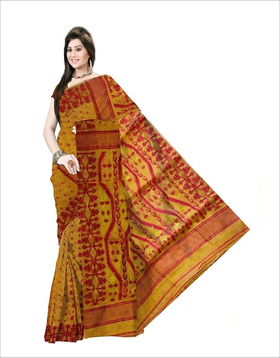 Pradip Fabrics Self Design Handloom Cotton Blend Saree