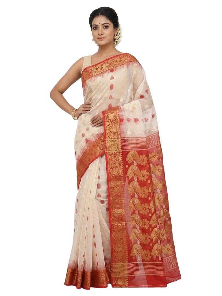Pradip Fabrics Woven Tant Silk Blend Saree