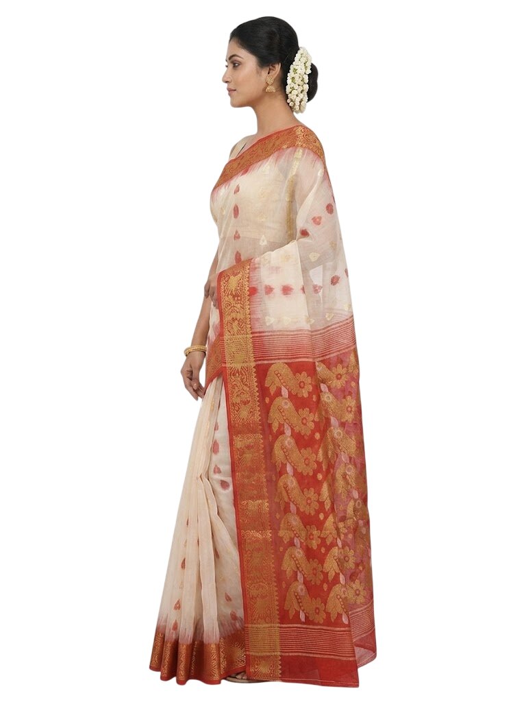 Pradip Fabrics Woven Tant Silk Blend Saree