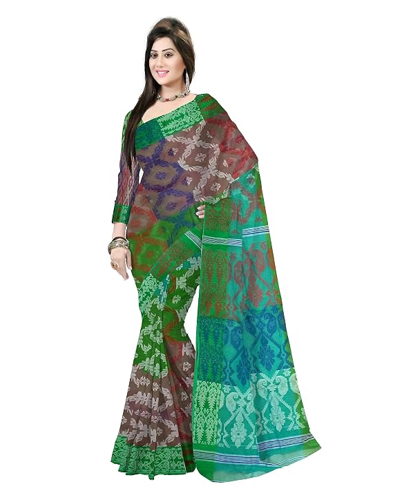 Pradip Fabrics Ethnic Women's Tant Cotton  All Over Dhakai Jamdami Saree
