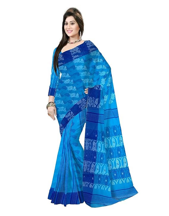 Pradip Fabrics Ethnic Women's Tant Cotton  All Over Dhakai Jamdami Saree