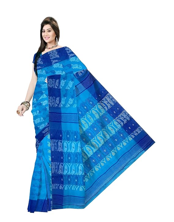 Pradip Fabrics Ethnic Women's Tant Cotton  All Over Dhakai Jamdami Saree