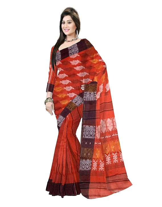 Pradip Fabrics Ethnic Women's Tant Cotton  All Over Dhakai Jamdami Saree