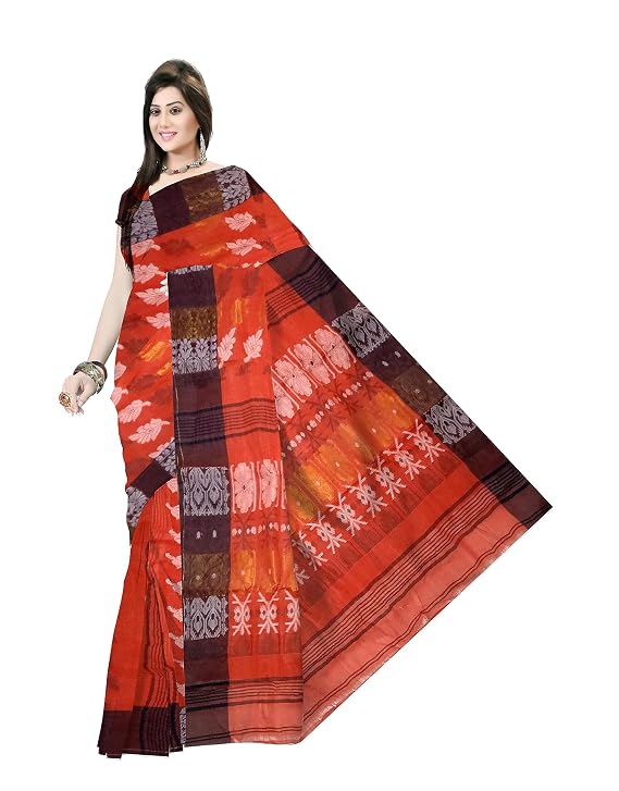 Pradip Fabrics Ethnic Women's Tant Cotton  All Over Dhakai Jamdami Saree