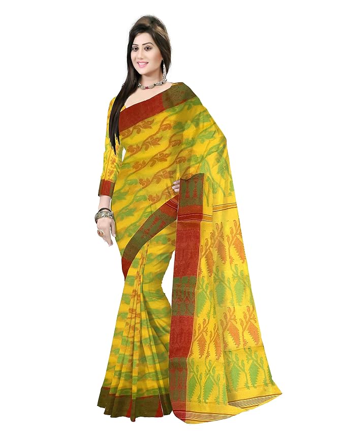Pradip Fabrics Ethnic Women's Tant Cotton  All Over Dhakai Jamdami Saree
