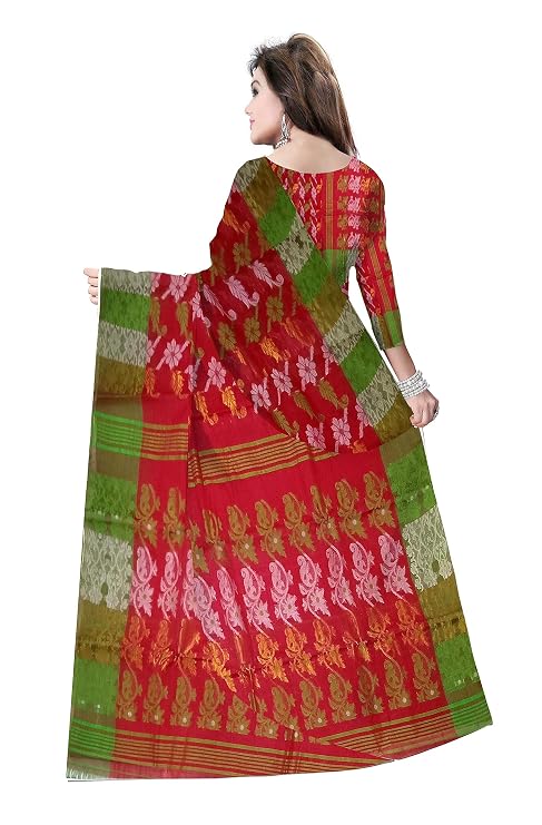 Pradip Fabrics Ethnic Women's Tant Cotton  All Over Dhakai Jamdami Saree
