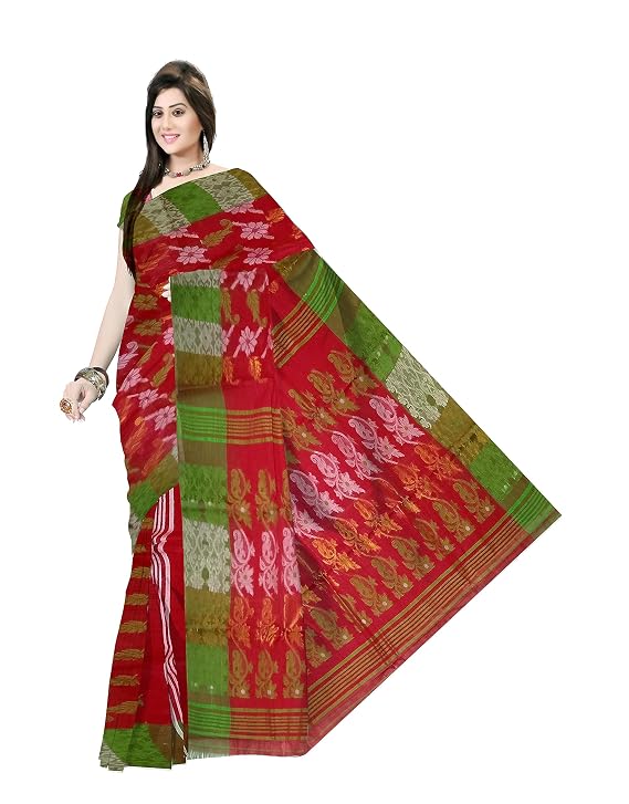 Pradip Fabrics Ethnic Women's Tant Cotton  All Over Dhakai Jamdami Saree