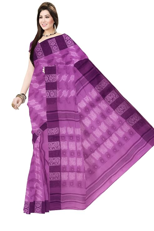 Pradip Fabrics Ethnic Women's Tant Cotton  All Over Dhakai Jamdami Saree