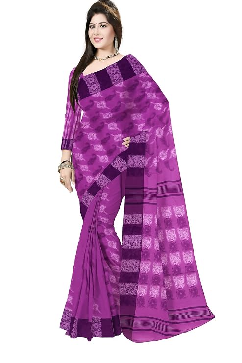 Pradip Fabrics Ethnic Women's Tant Cotton  All Over Dhakai Jamdami Saree