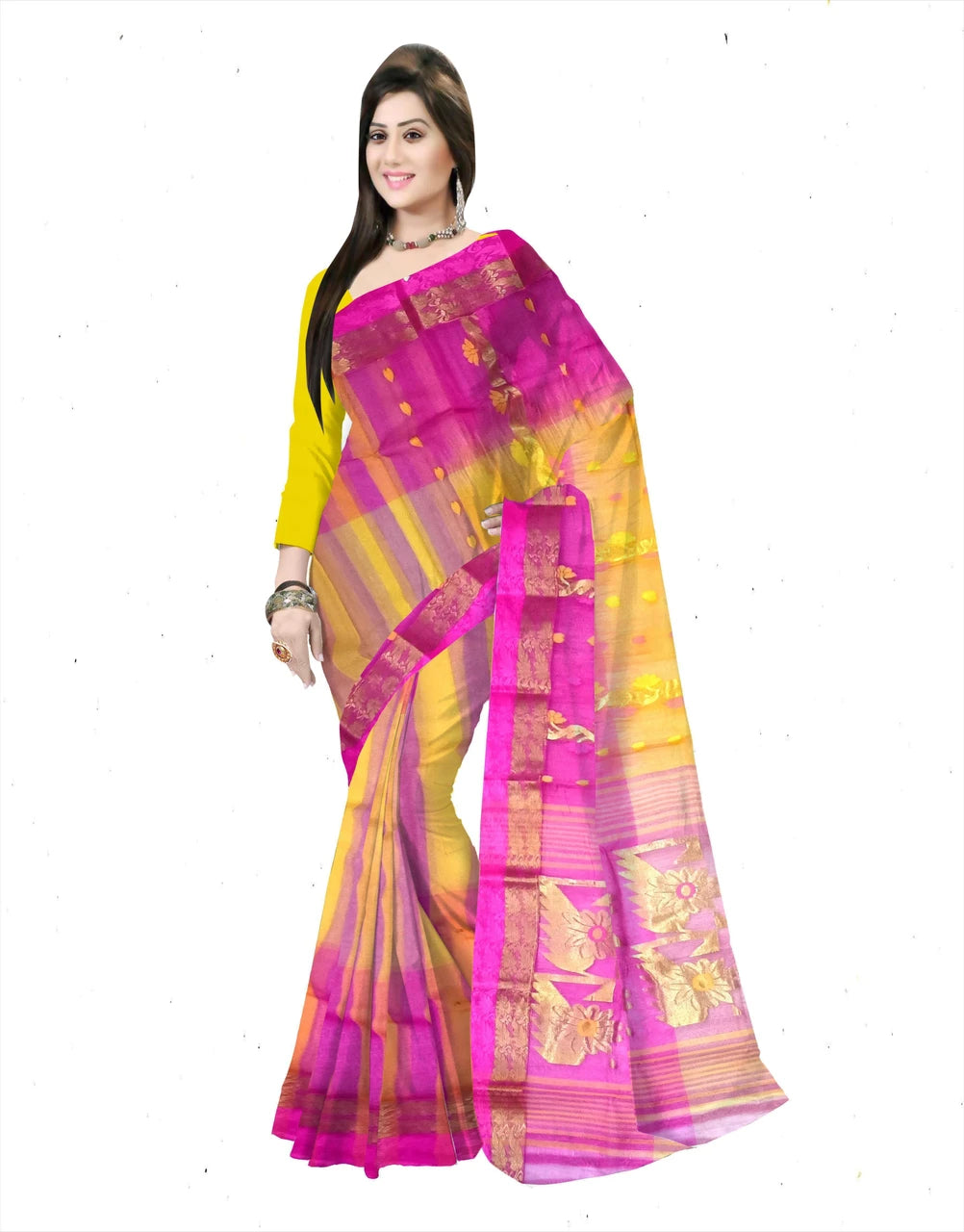 Pradip Fabrics Woven Tant Silk Blend Saree