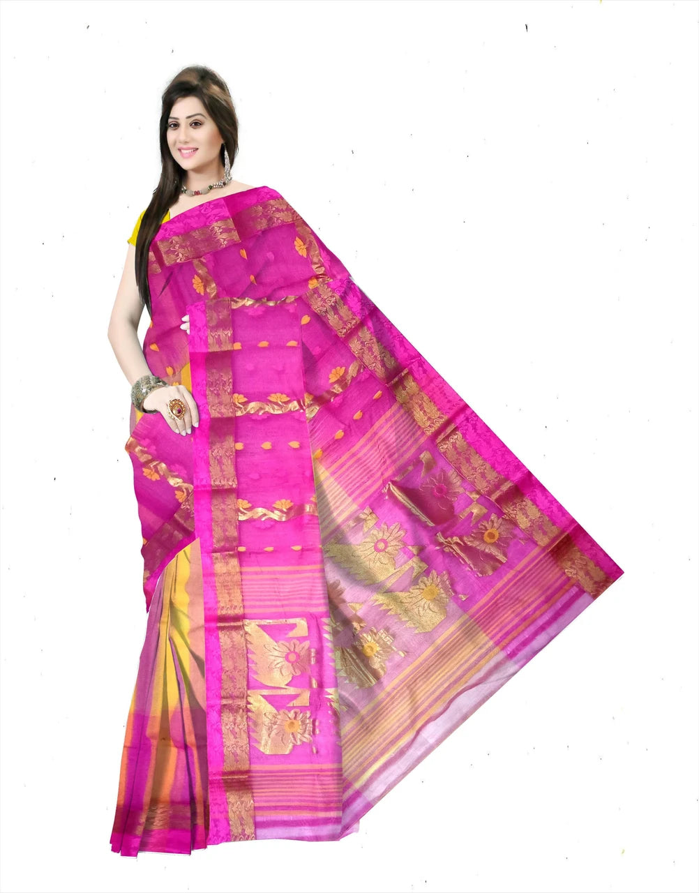 Pradip Fabrics Woven Tant Silk Blend Saree