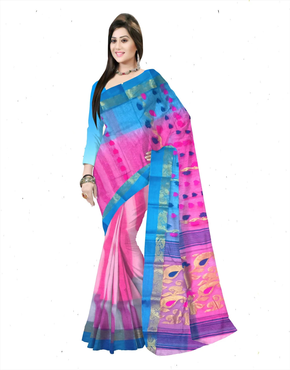 Pradip Fabrics Woven Tant Silk Blend Saree