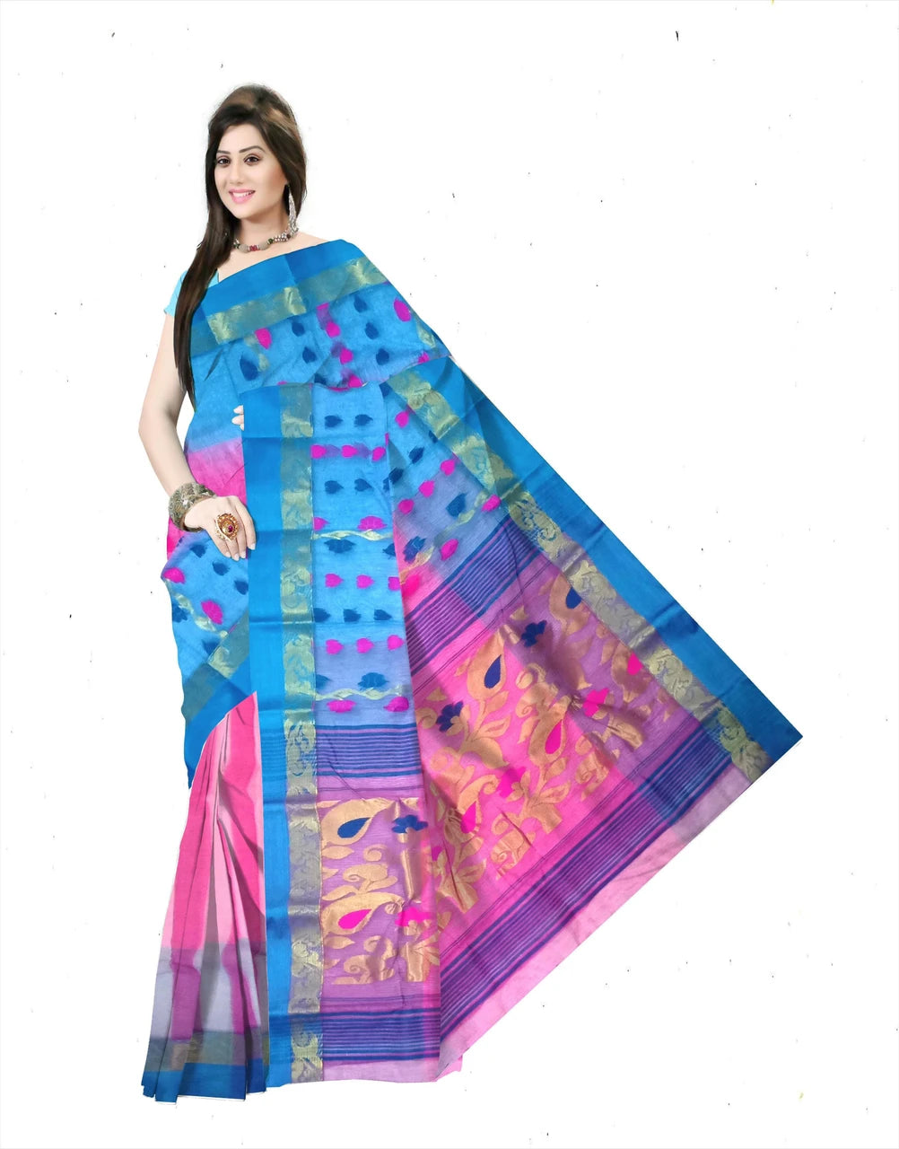 Pradip Fabrics Woven Tant Silk Blend Saree