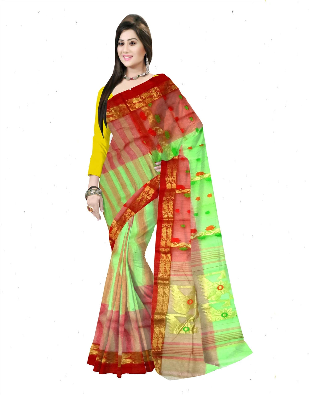 Pradip Fabrics Woven Tant Silk Blend Saree
