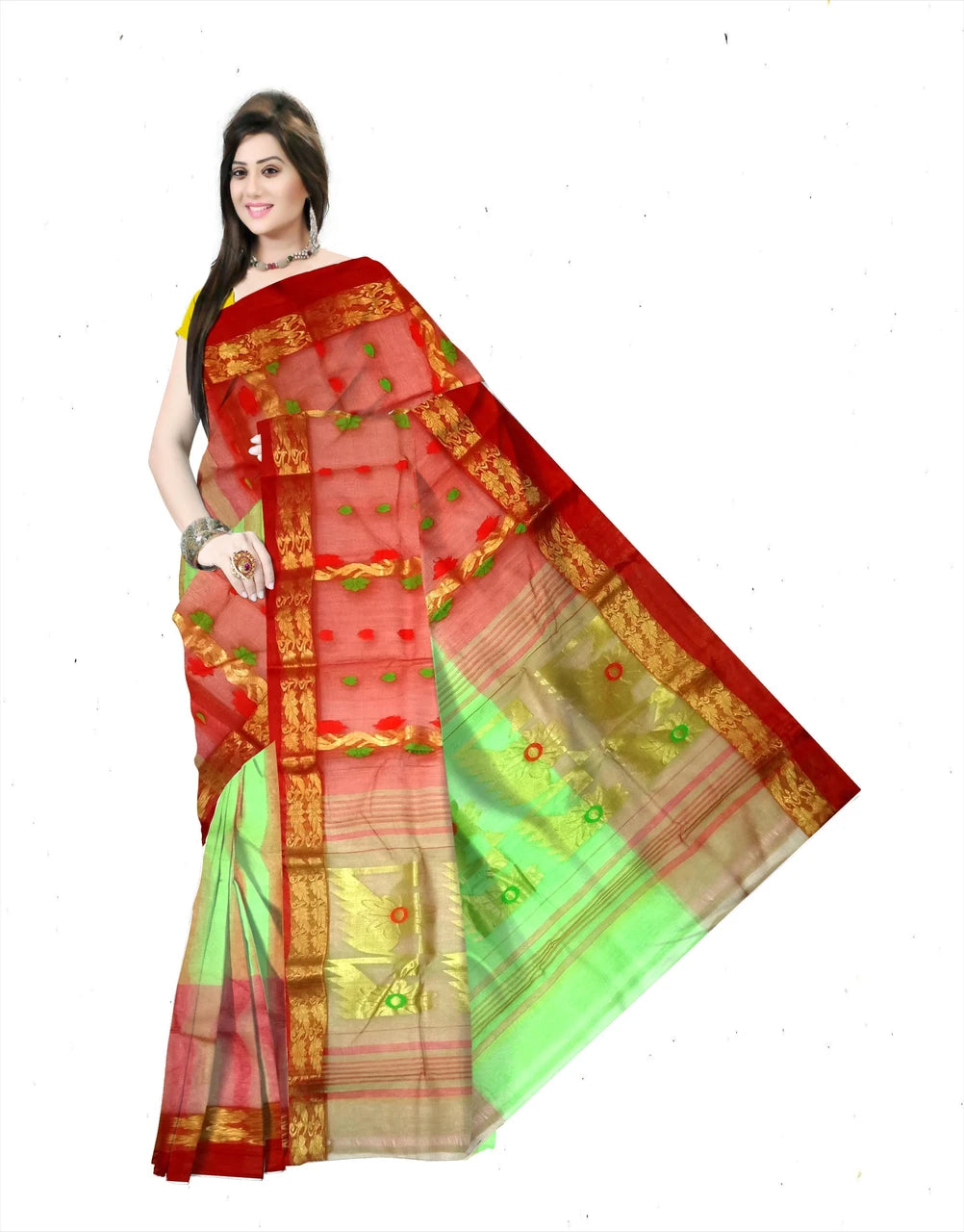 Pradip Fabrics Woven Tant Silk Blend Saree