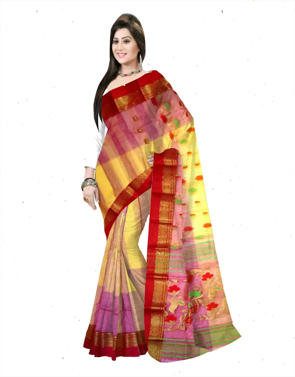 Pradip Fabrics Woven Tant Silk Blend Saree