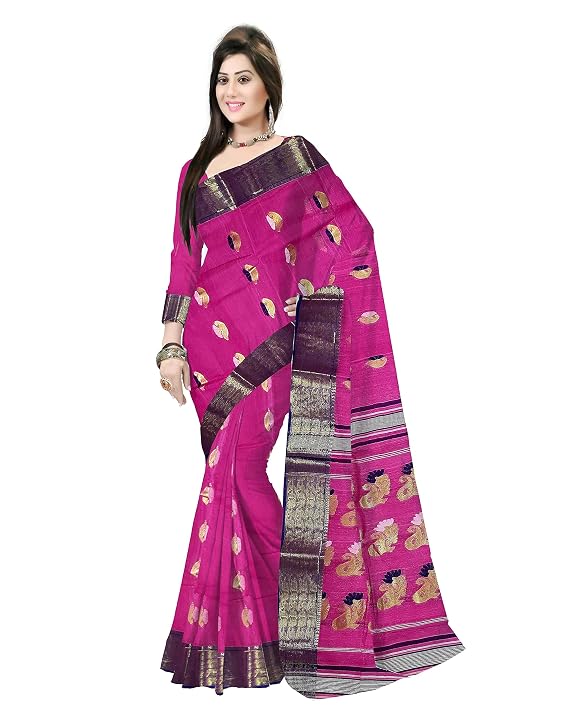 Pradip Fabrics Ethnic Women's Tant Cotton Silk Saree
