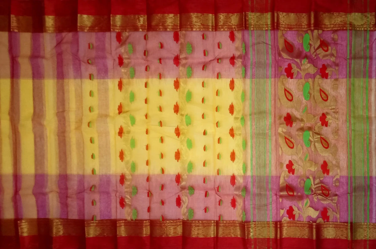 Pradip Fabrics Woven Tant Silk Blend Saree