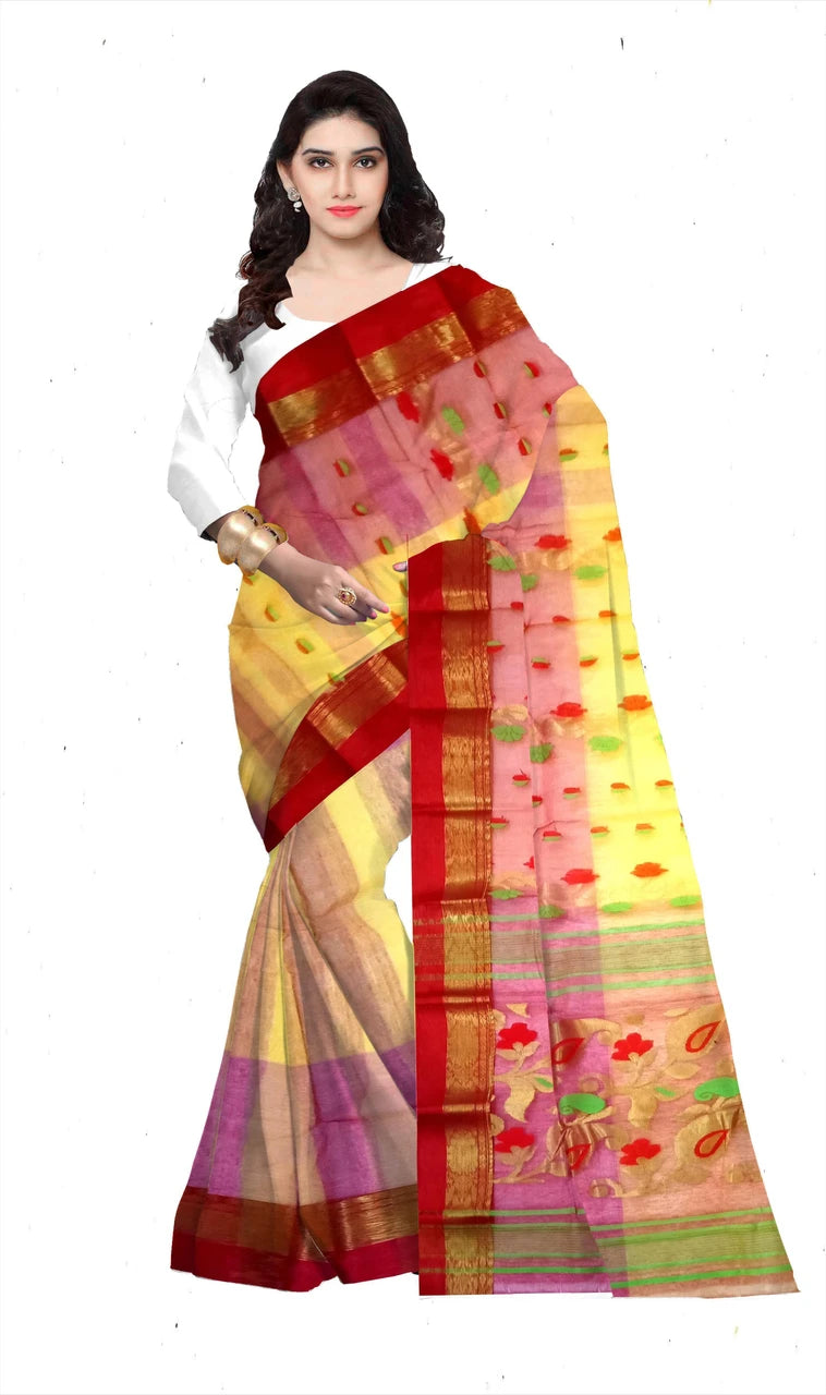 Pradip Fabrics Woven Tant Silk Blend Saree