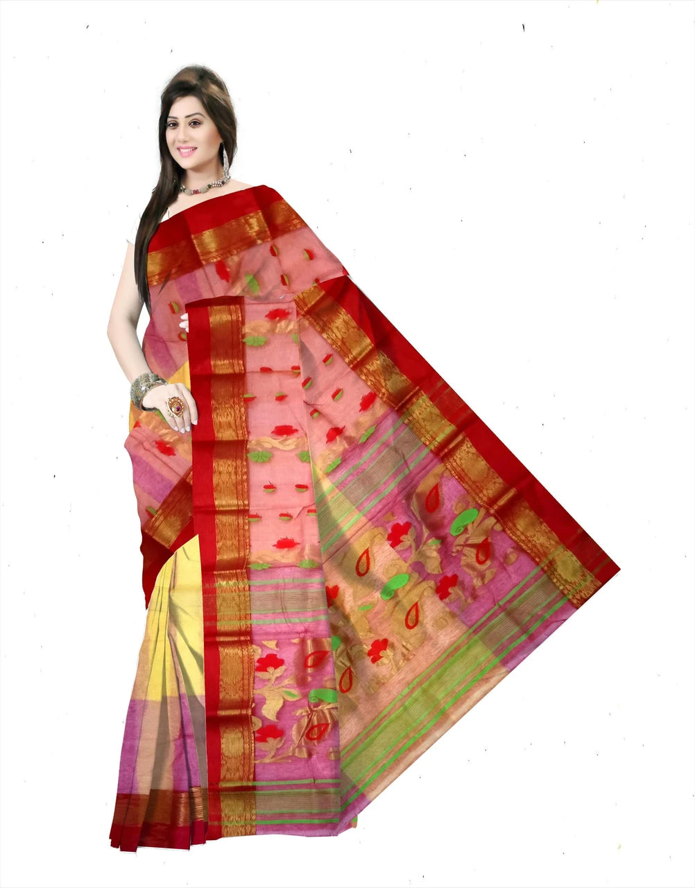 Pradip Fabrics Woven Tant Silk Blend Saree