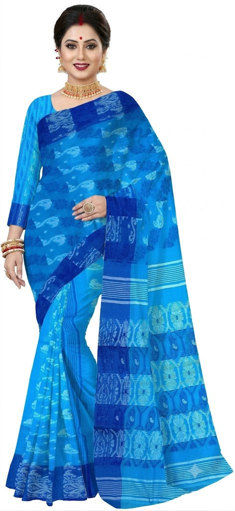 Pradip Fabrics Ethnic Women's Tant Cotton  All Over Dhakai Jamdami Saree