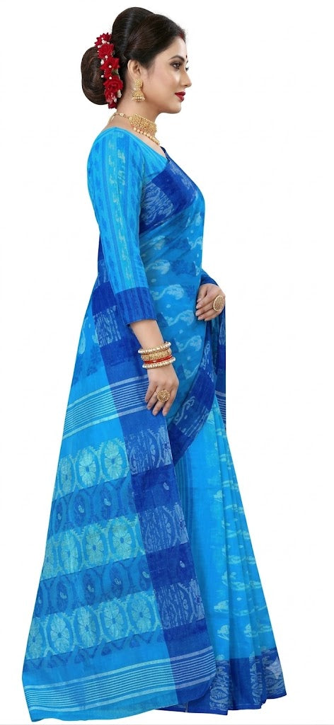 Pradip Fabrics Ethnic Women's Tant Cotton  All Over Dhakai Jamdami Saree