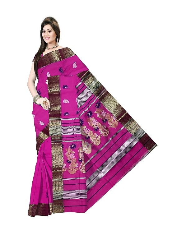 Pradip Fabrics Ethnic Women's Tant Cotton Silk Saree