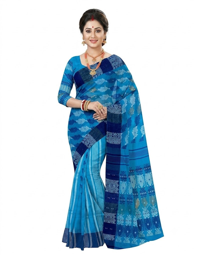 Pradip Fabrics Ethnic Women's Tant Cotton  All Over Dhakai Jamdami Saree