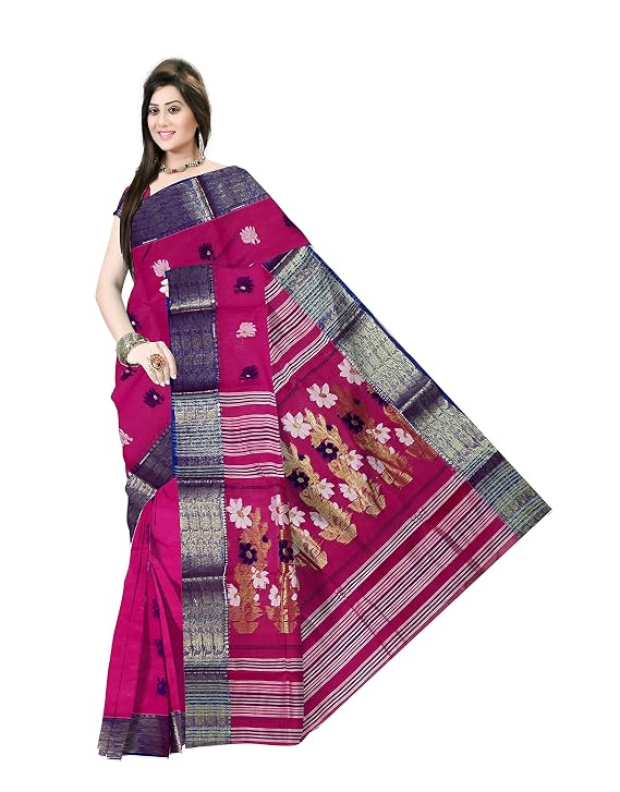 Pradip Fabrics Ethnic Women's Tant Cotton Silk Saree