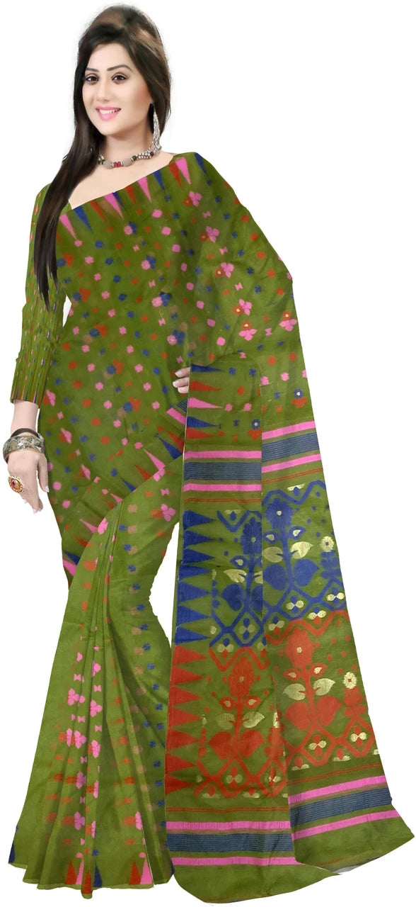 Pradip Fabrics Printed Tant Cotton Blend Saree