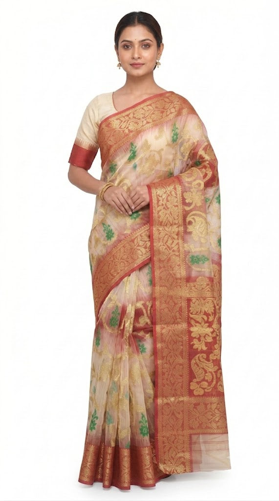 Pradip Fabrics Ethnic Women's Tant Silk Saree