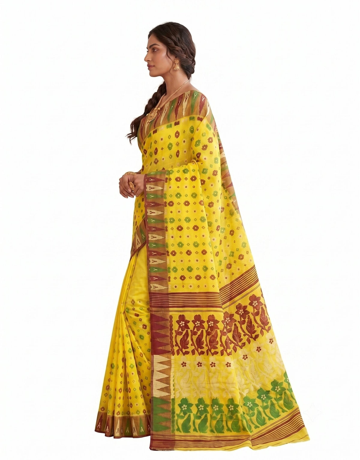 Pradip Fabrics Ethnic Women's Tant Cotton Dhakai Jamdami Saree
