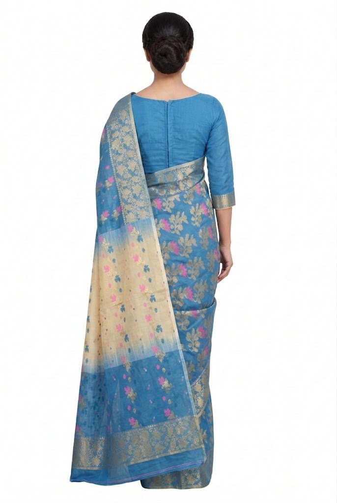 Pradip Fabrics Woven Tant Silk Blend Saree