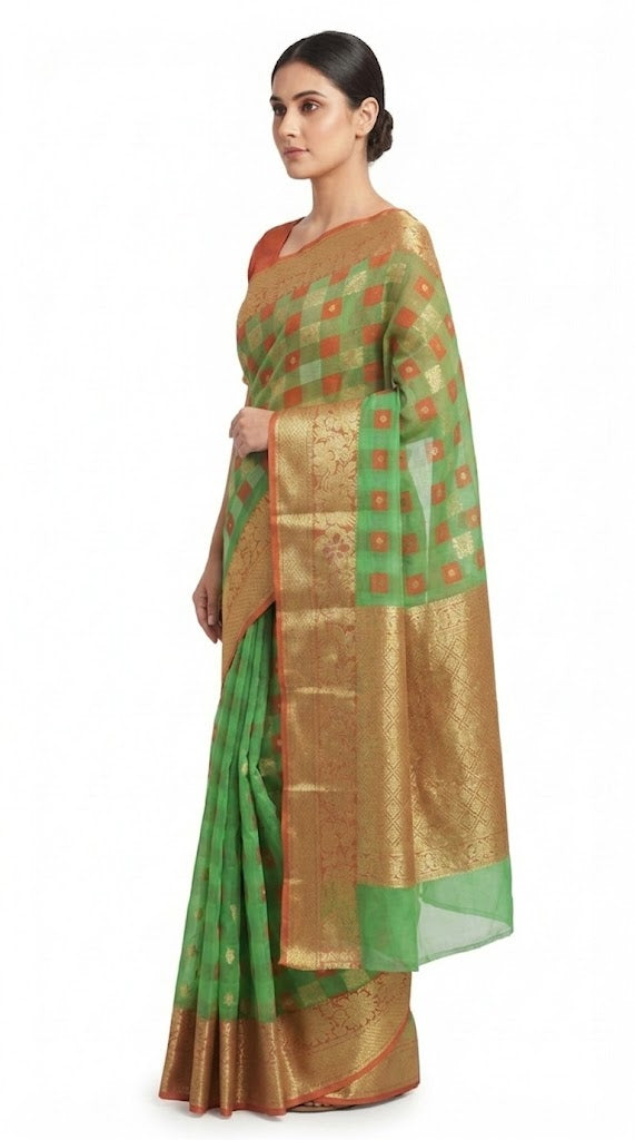 Pradip Fabrics Ethnic Women's Sat Khela Allover Tant Silk Saree 