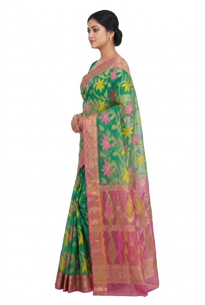Elegant Handloom Bengal Tant Silk Saree by Pradip Fabrics