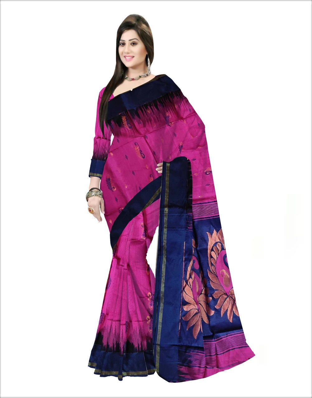 Pradip Fabrics Self Design Handloom Cotton Blend Saree