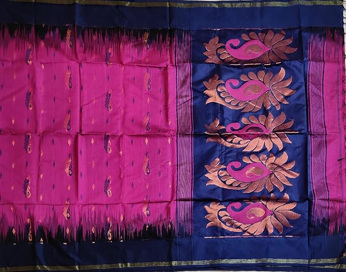 Pradip Fabrics Self Design Handloom Cotton Blend Saree