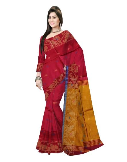 Pradip Fabrics Self Design Handloom Cotton Blend Saree