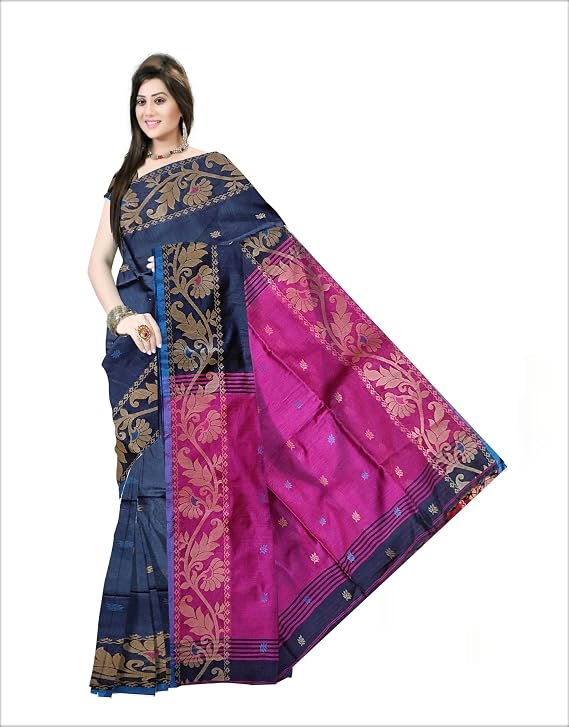 Pradip Fabrics Self Design Handloom Cotton Blend Saree