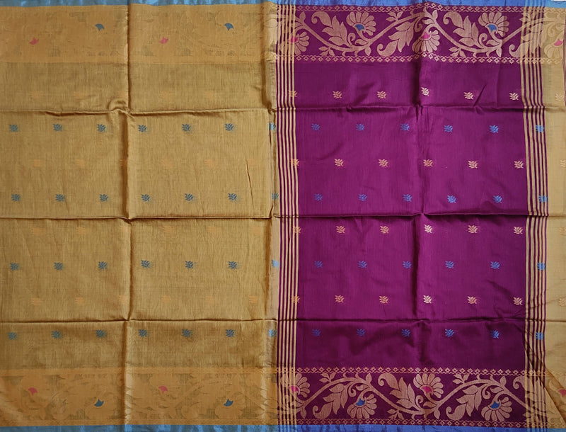 Pradip Fabrics Self Design Handloom Cotton Blend Saree