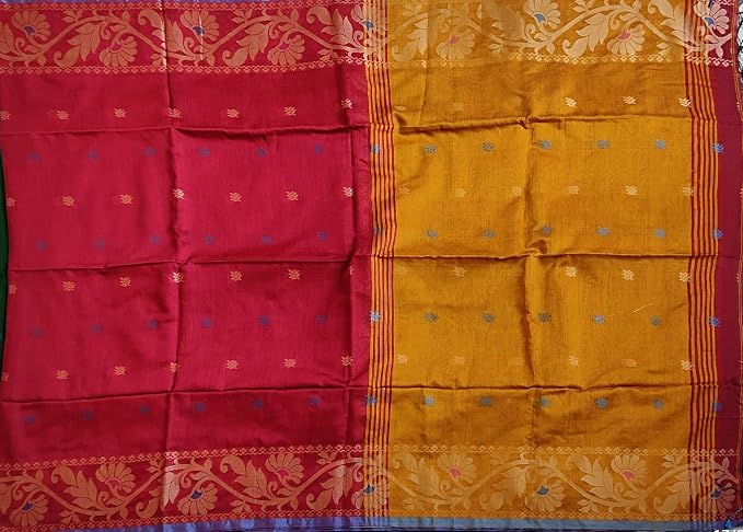 Pradip Fabrics Self Design Handloom Cotton Blend Saree