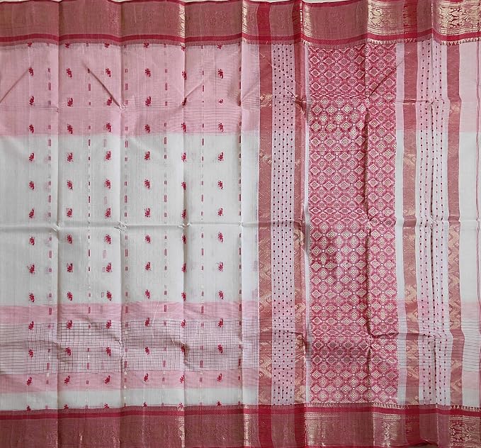 Pradip Fabrics Woven white Color Pure Tant cotton Saree