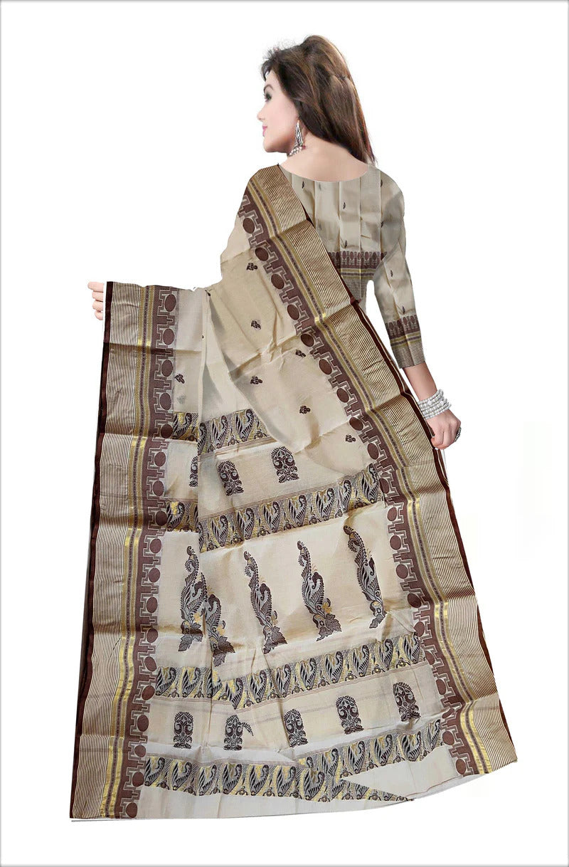 Pradip Fabrics Woven white Color Pure Tant cotton Saree