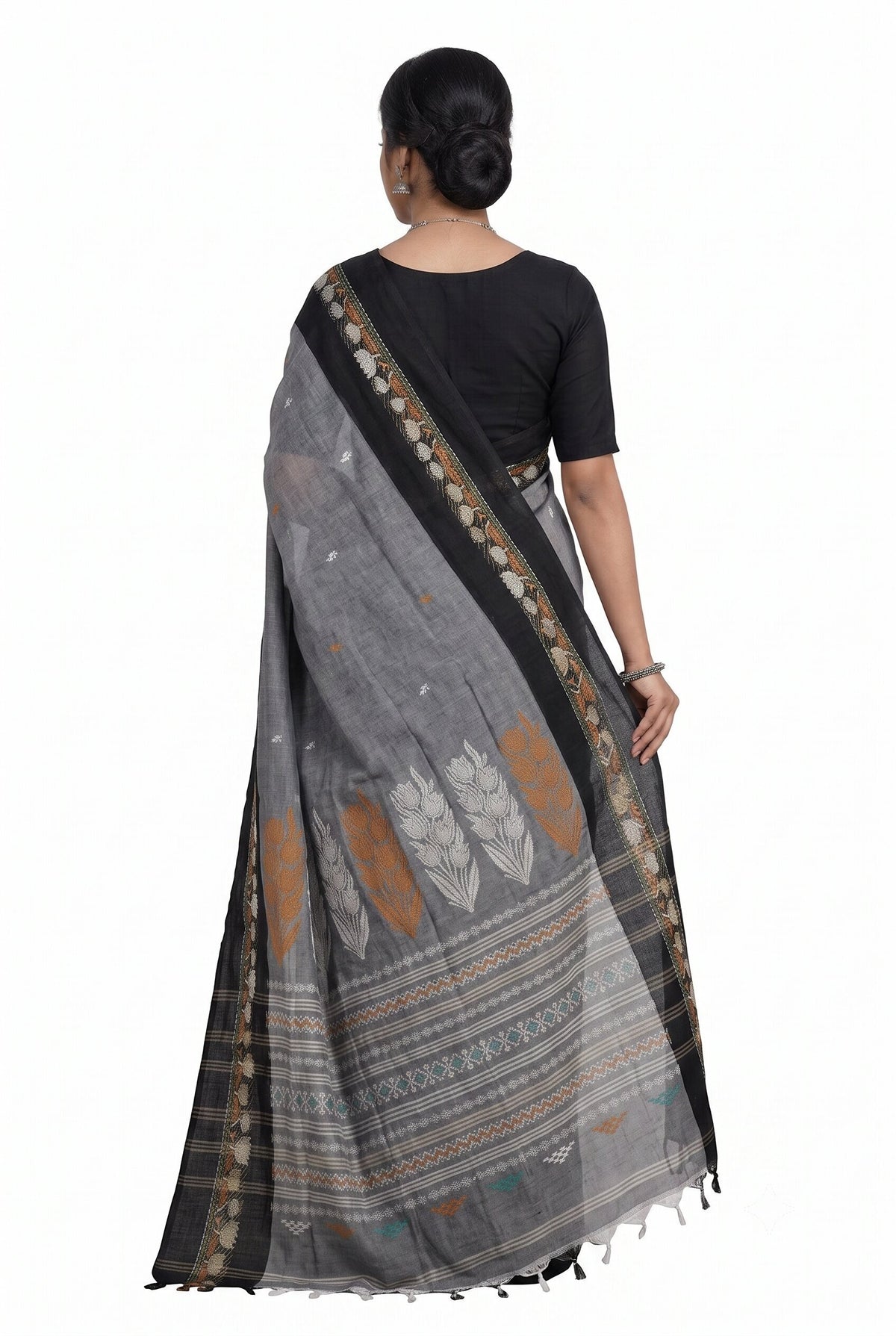 Pradip Fabrics Floral Print Handloom Pure Cotton Saree 