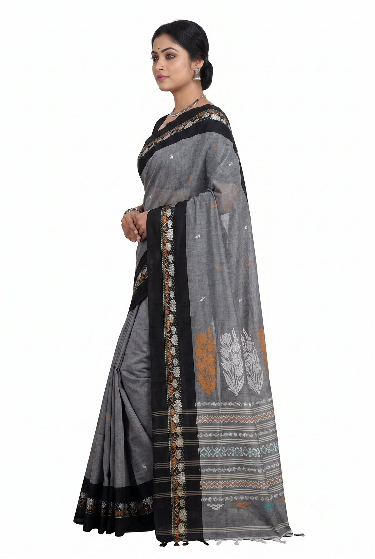 Pradip Fabrics Floral Print Handloom Pure Cotton Saree 