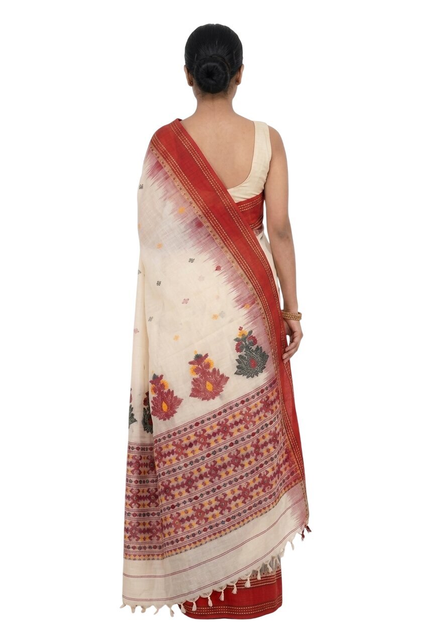 Pradip Fabrics Floral Print Handloom Pure Cotton Saree 
