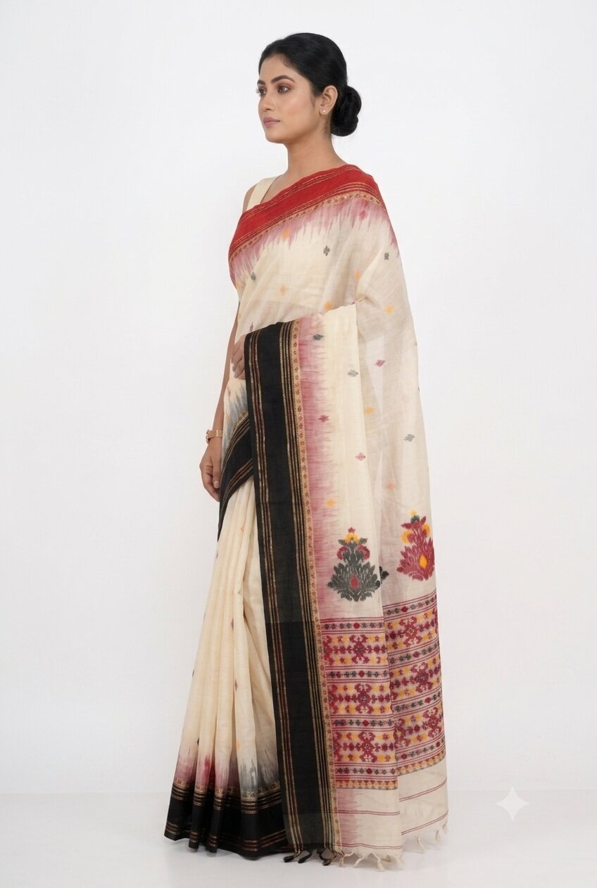 Pradip Fabrics Floral Print Handloom Pure Cotton Saree 