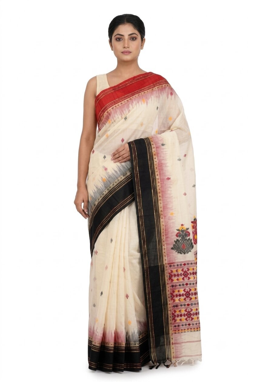 Pradip Fabrics Floral Print Handloom Pure Cotton Saree 