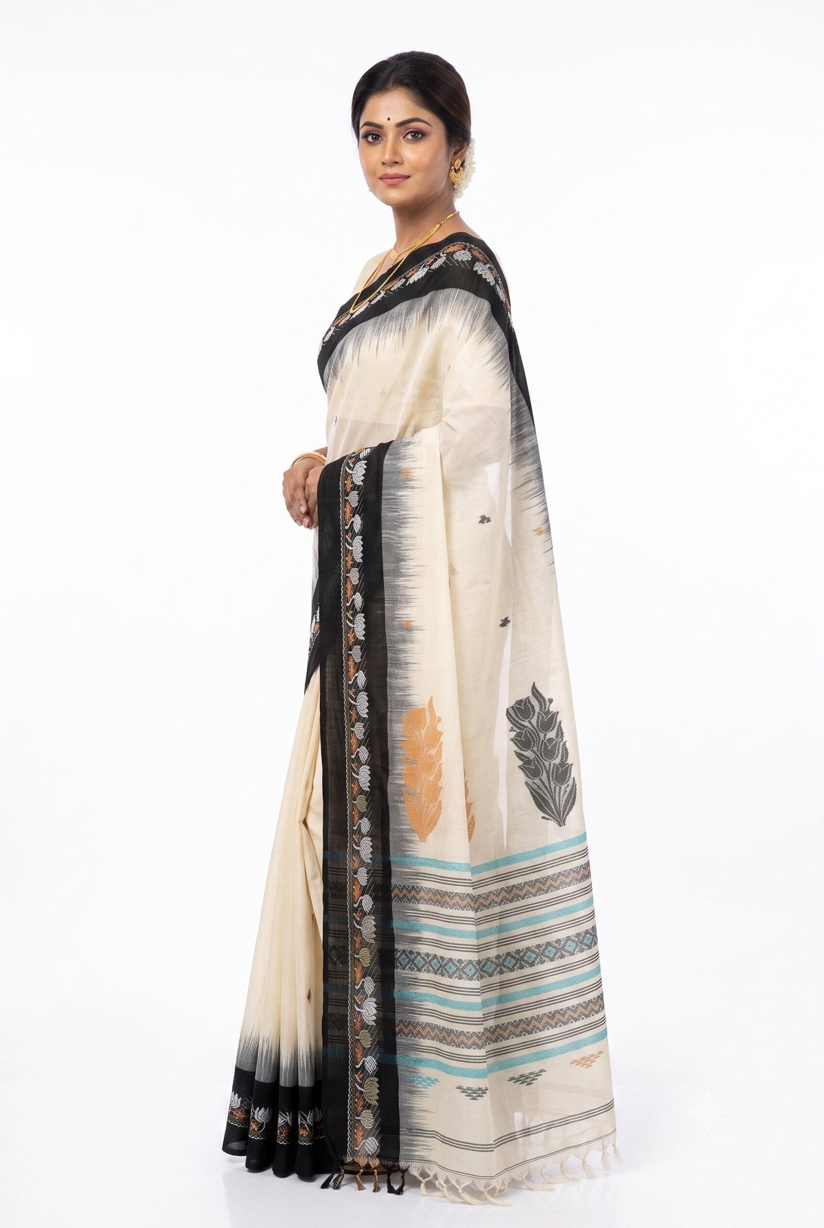 Pradip Fabrics Floral Print Handloom Pure Cotton Saree 