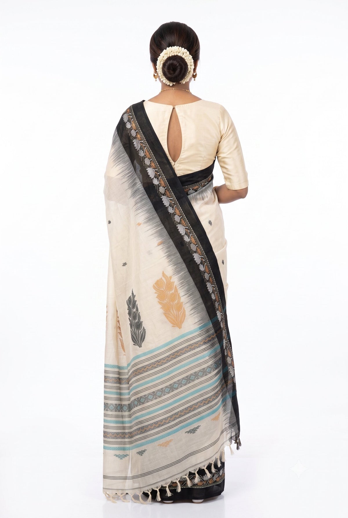 Pradip Fabrics Floral Print Handloom Pure Cotton Saree 